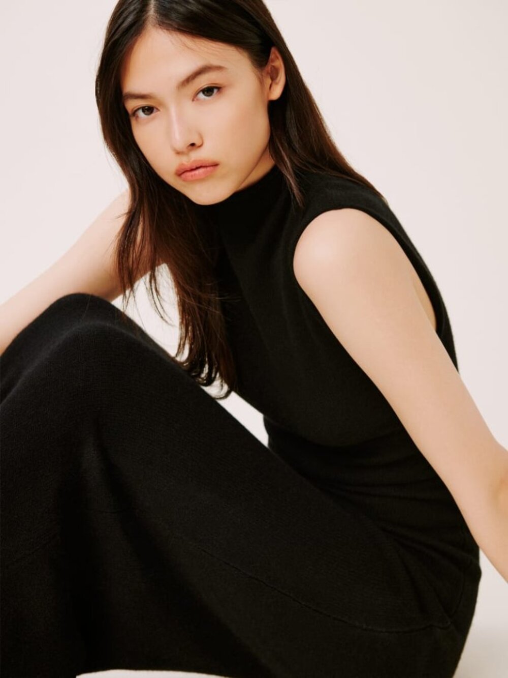 Reformation Corbetta Cashmere Sweater Dress Black — Sleeveless Mock Neck Midi